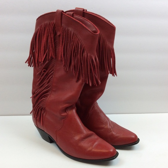 red fringe cowboy boots